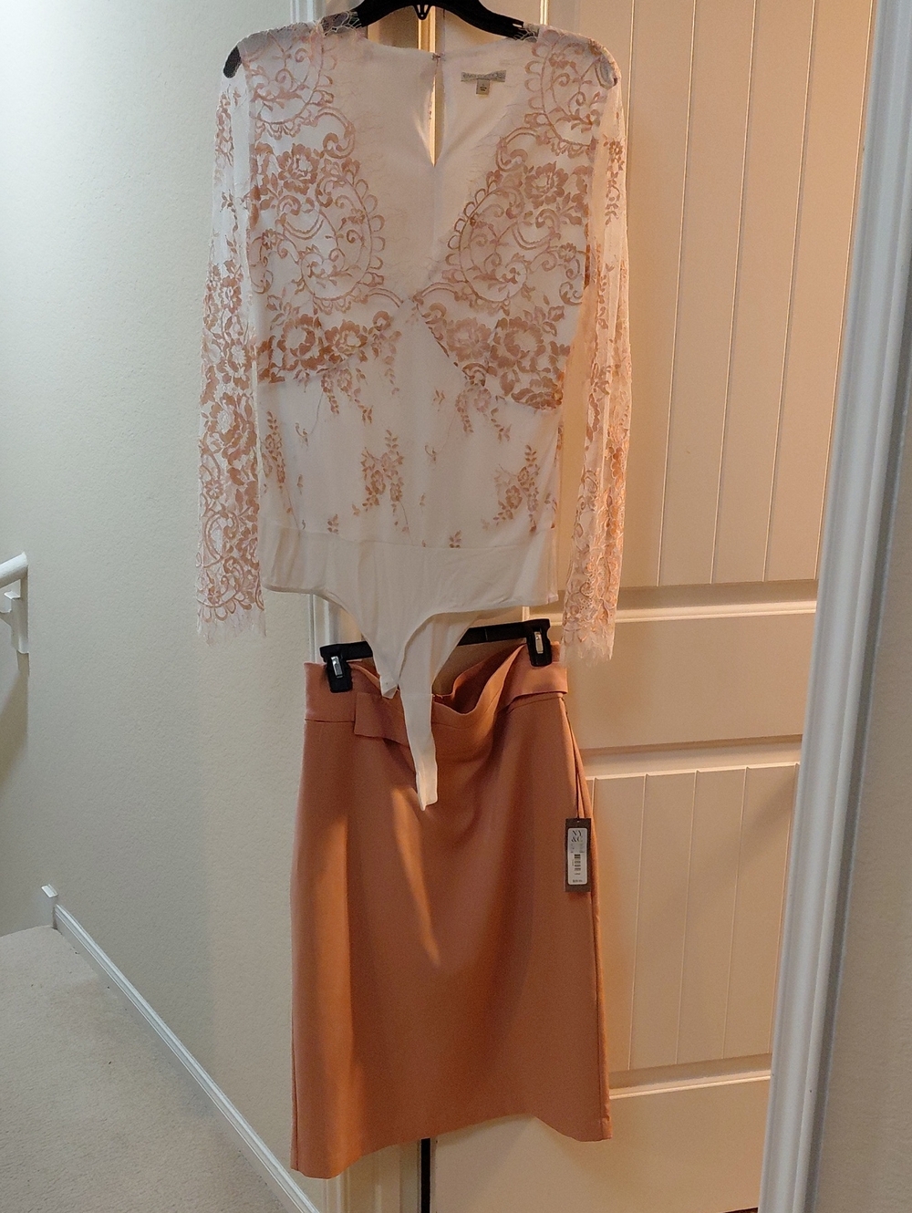Women’s Peach Midi Skirt With Bodysuit- Elegant Everyday Style